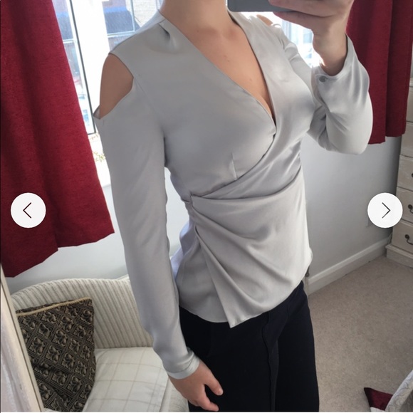 🆕All Saints Danio gray satin long sleeves top - Picture 3 of 12